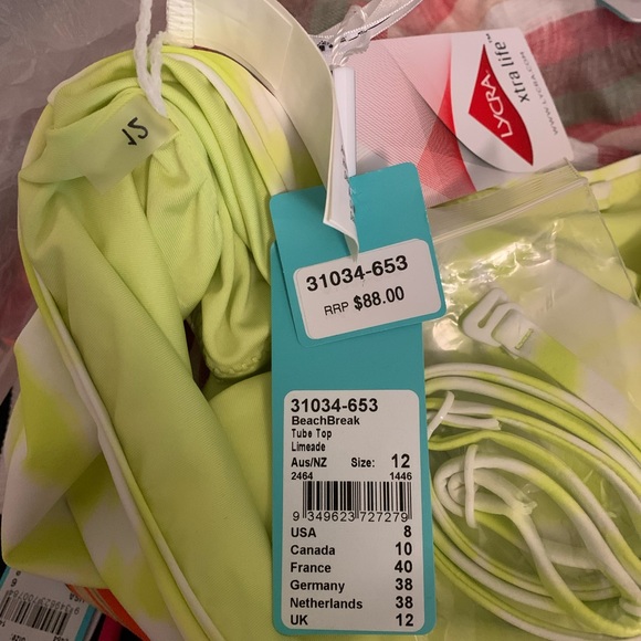 Seafolly Beach Break Tube Top Limeade Size AU 12/US 8 NWT - Picture 6 of 6